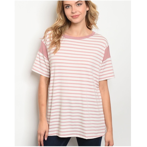 Boutique | Pink Striped Top - Picture 3 of 6